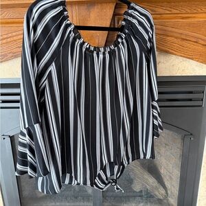 Elegant Black and White Striped Women's Blouse